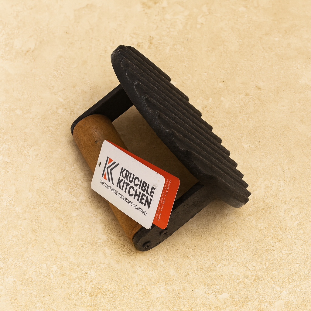 Burger Press 6 Inch ( 15 cm ), Cast Iron Seasoned | Ahlan Living | Krucible Kitchen