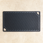 Reversible Grill Griddle 16.75 in x 9 in, Cast Iron Seasoned | Ahlan Living | Krucible Kitchen