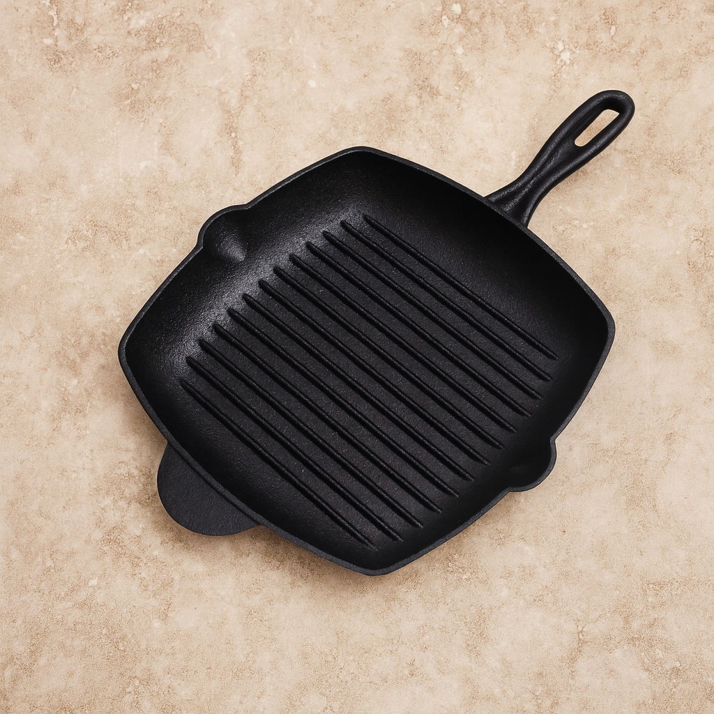 Grill Pan 10.25 inch (26 CM), Cast Iron Seasoned | Ahlan Living | Krucible Kitchen