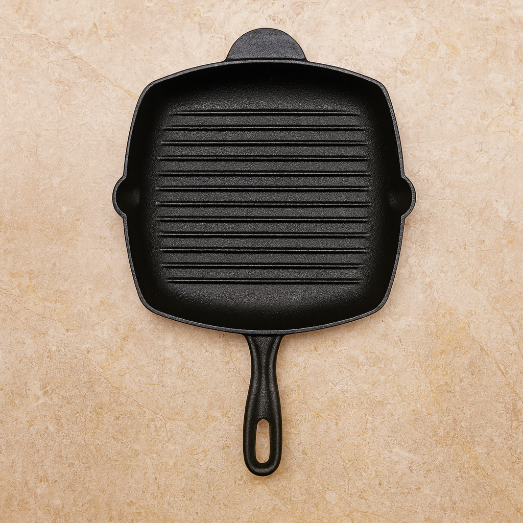 Grill Pan 10.25 inch (26 CM), Cast Iron Seasoned | Ahlan Living | Krucible Kitchen